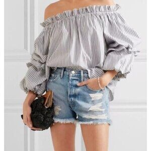 Frame Denim Jean Shorts Blue Rigid Re-release Le Original Distressed Size 28